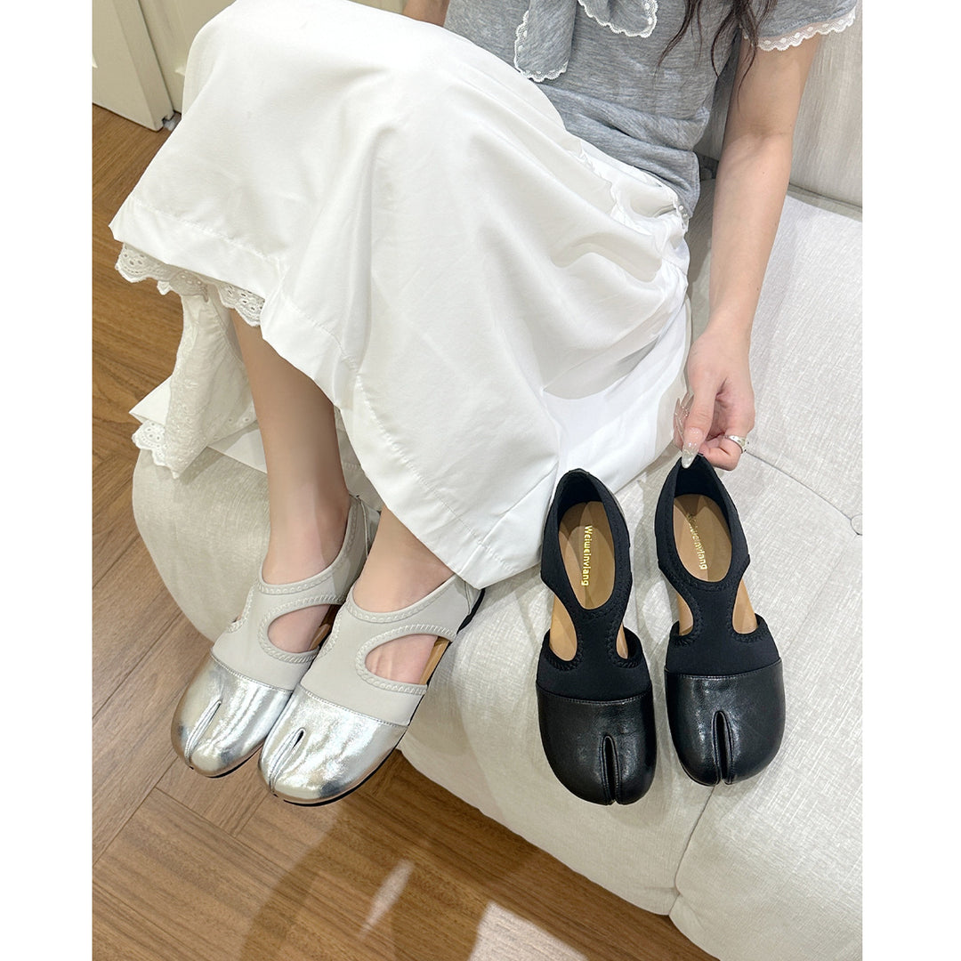 Damen elegante Slipper mit modischen Cut-Outs und funkelndem Metalleffekt EB