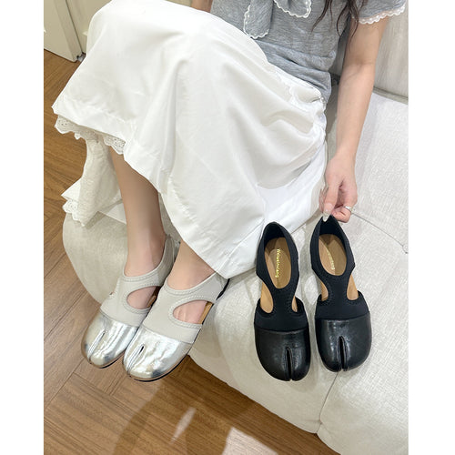 Damen elegante Slipper mit modischen Cut-Outs und funkelndem Metalleffekt EB