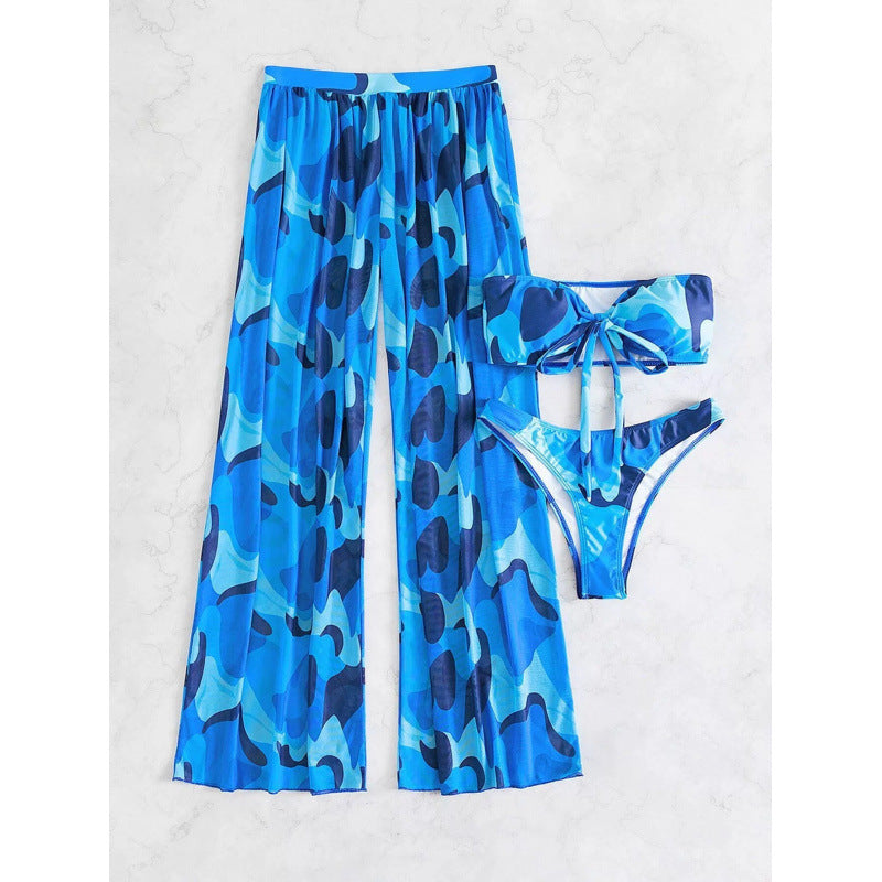 Damen Bikini-Set mit elegantem Wickelrock und modischem Muster EB