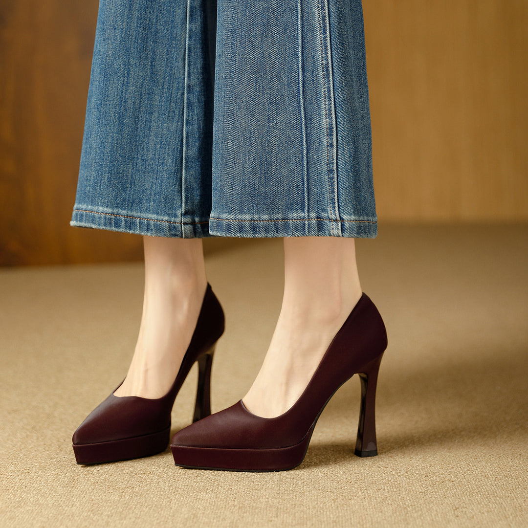 Damen Elegante Plateau-Pumps mit transparenter Absatzgestaltung EB