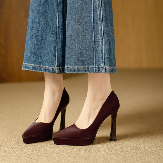 Damen Elegante Plateau-Pumps mit transparenter Absatzgestaltung EB