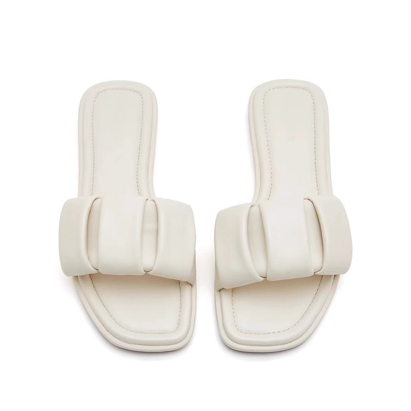 Damen Komfortable Slides mit dekorativem Riemendesign EB