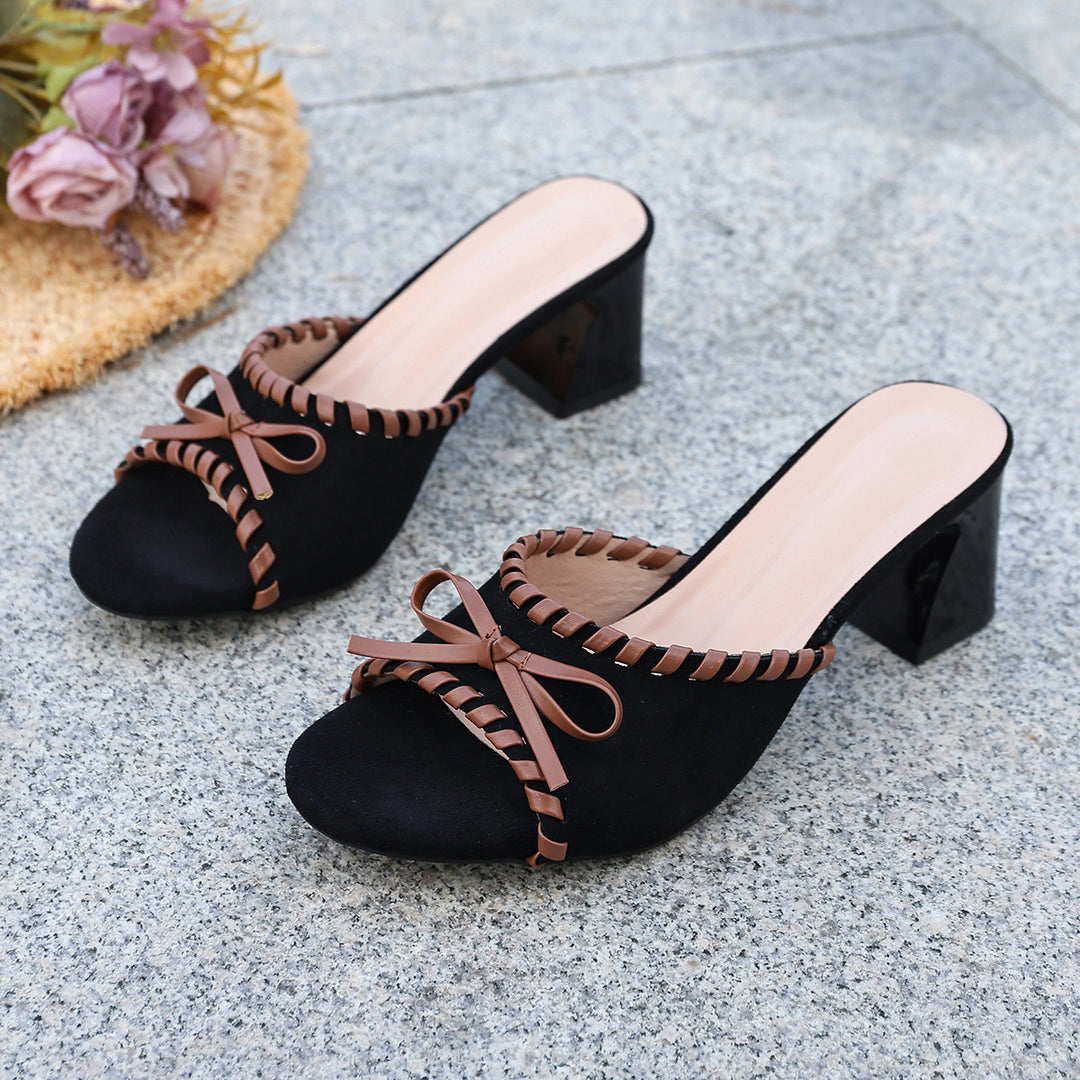 Damen Elegante Sandaletten mit raffiniertem Schleifen-Detail und stylischem Blockabsatz EB