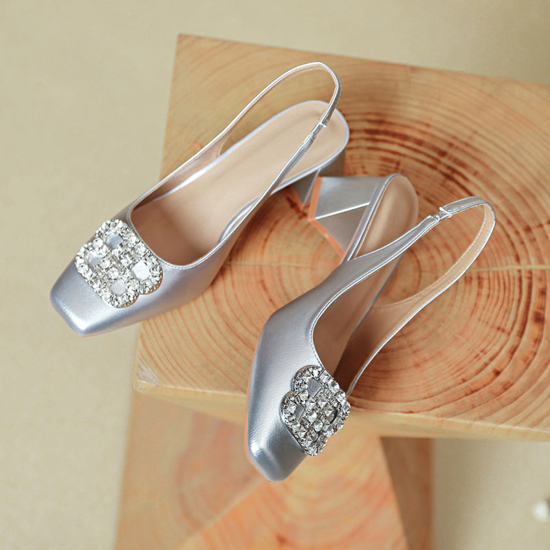 Damen Slingback-Pumps mit glamourösem Schmuckdetail und komfortablem Blockabsatz EB
