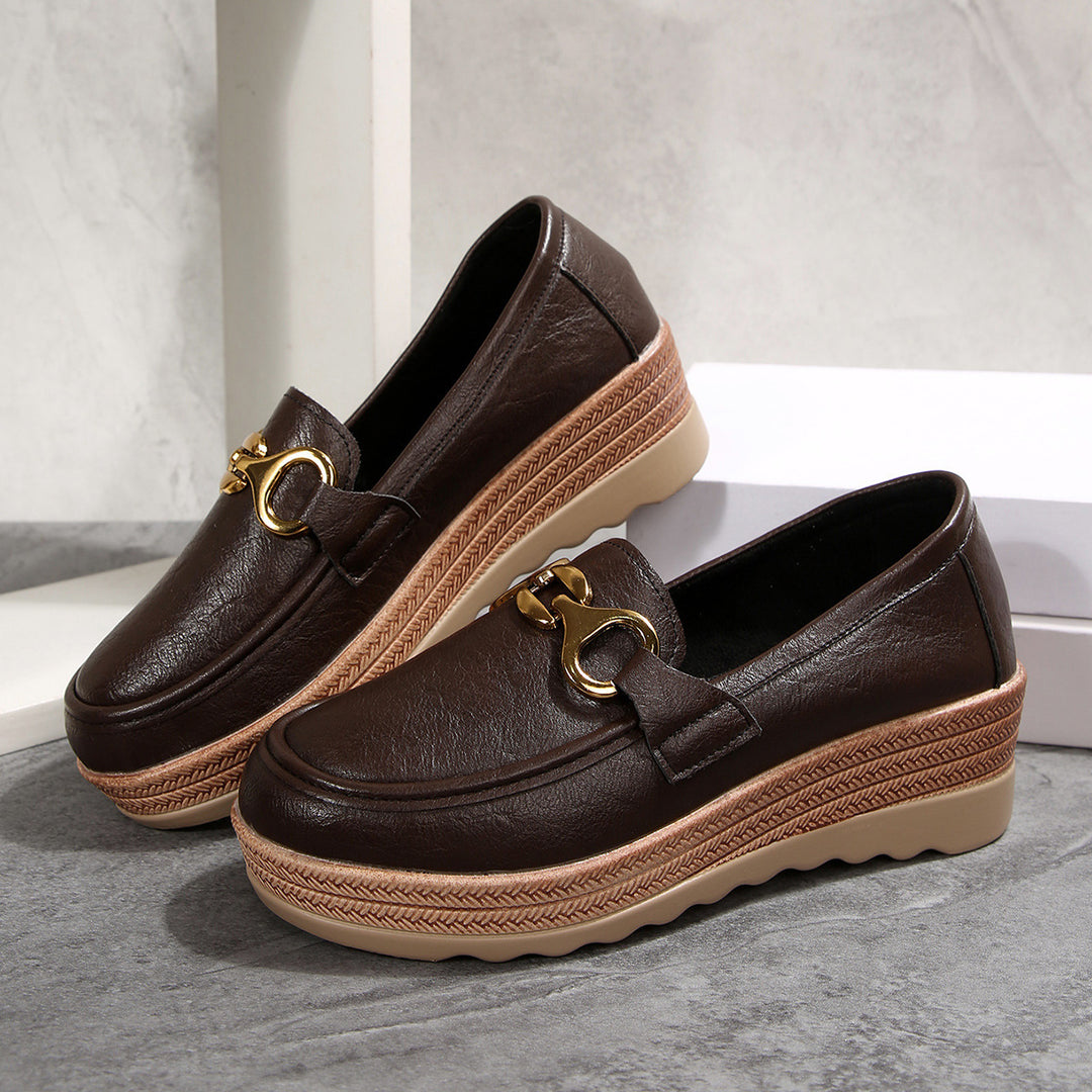 Damen Schicke Loafers mit modischem Kork-Detail und rutschfester Sohle EB