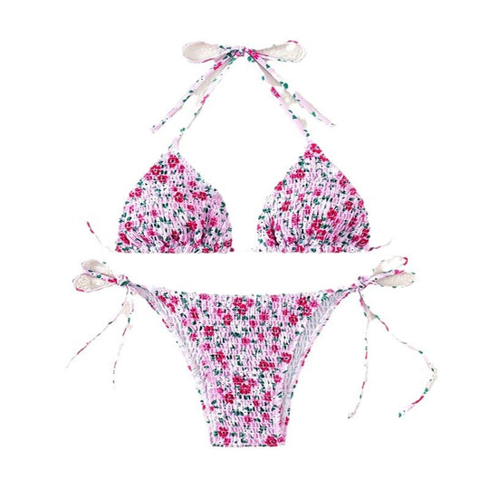 Damen Triangel-Bikini mit verspieltem Blütenmuster EB