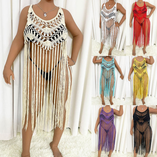 Damen Strandponcho mit Fransen EB