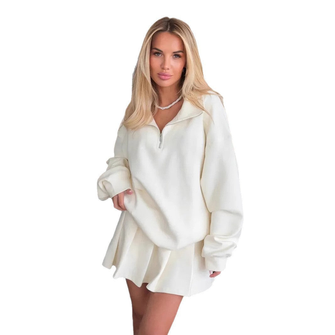 Damen Oversized Sweatkleid mit halbem Reißverschluss und Stehkragen Eichborn Berlin