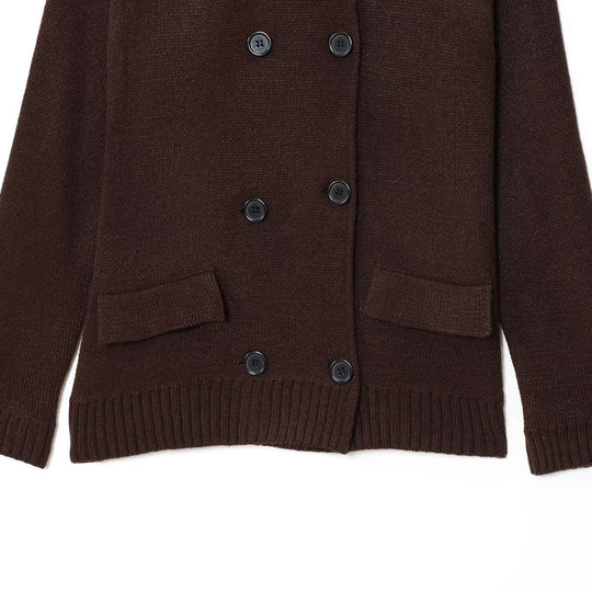 Damen elegante Strickjacke mit doppelter Knopfleiste und praktischen Taschen EB