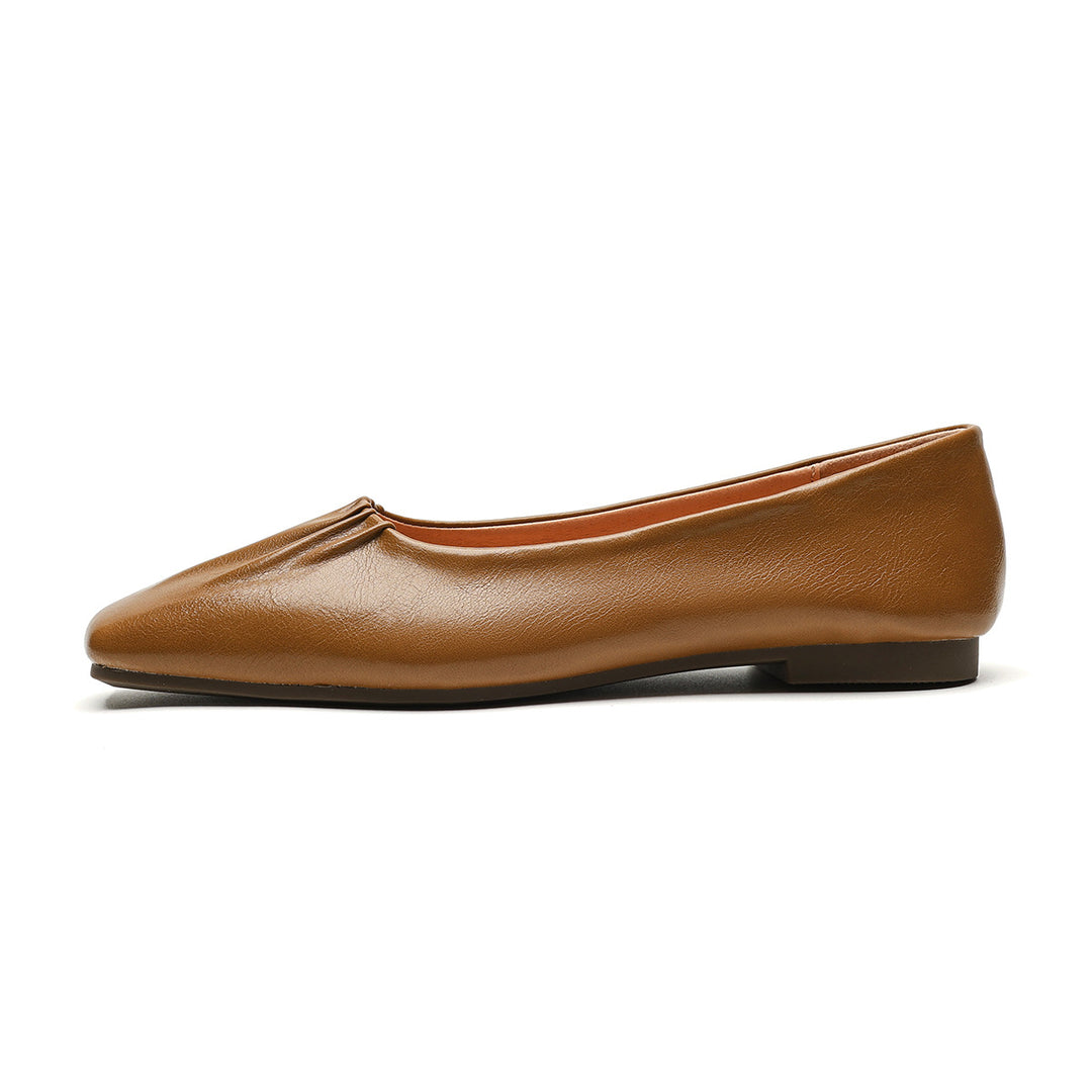 Damen Ballerinas aus hochwertigem Leder mit modischem Faltendesign EB