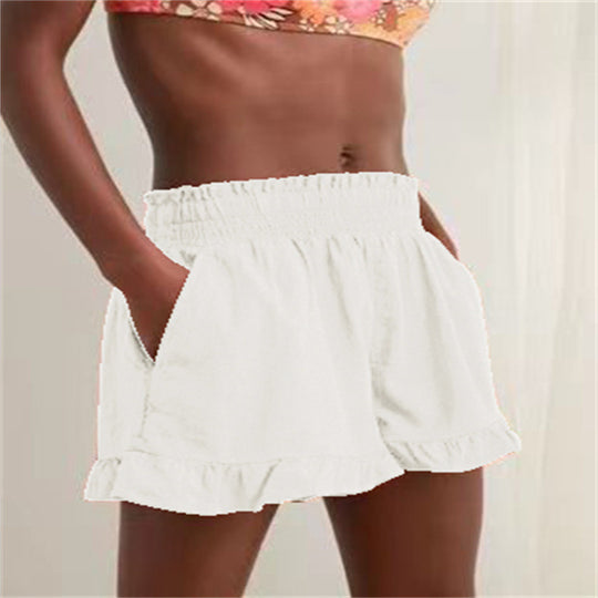 Damen lässige Sommer-Shorts mit elastischem Bund und voluminösem Saum EB