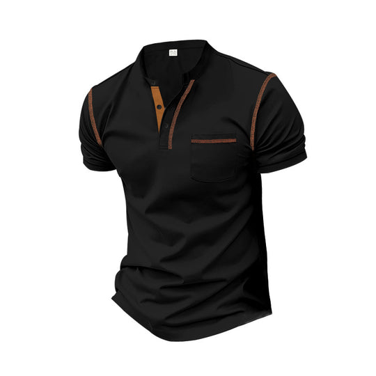 Herren shirt mit modernem Henley-Kragen und praktischen Brusttasche EB