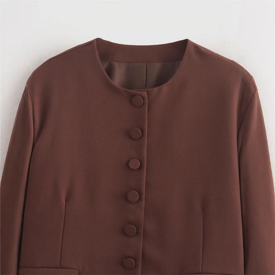 Damen Stilvolle Kurzjacke mit Knopfdetails EB