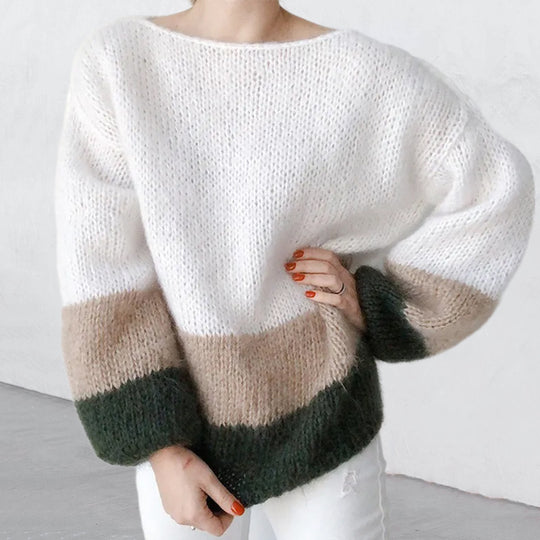 Damen modischer Strickpullover mit weichem Material und lässigem Schnitt EB