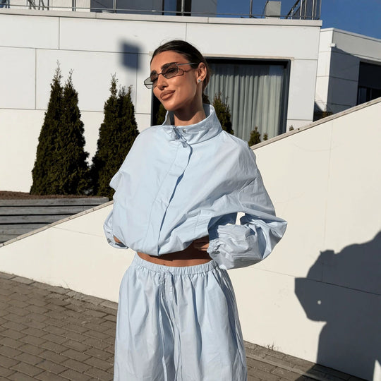 Damen nan lässiges Zweiteiler-Set aus fließendem Stoff mit weitem Bein EB