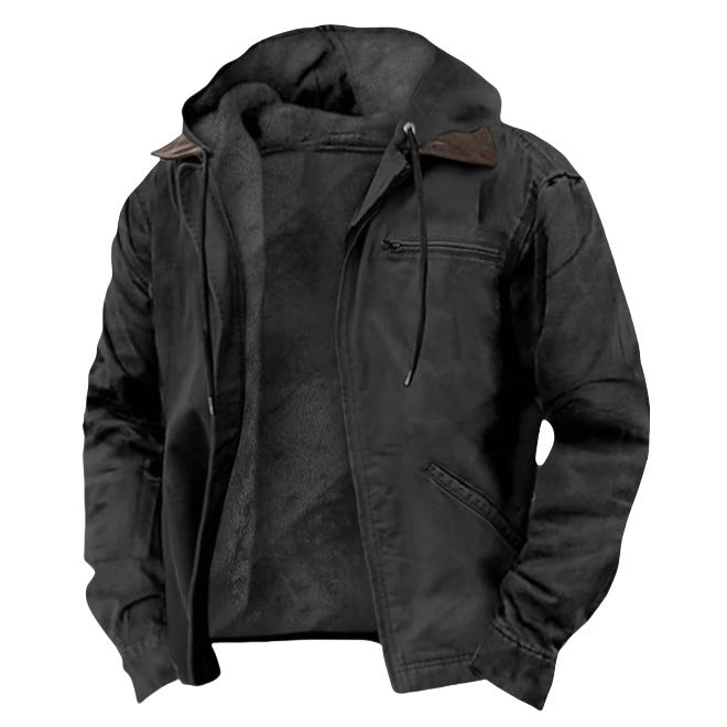 Herren nan wattierte Kapuzenjacke mit Teddyfutter und robuster Canvas-Aussenschicht EB