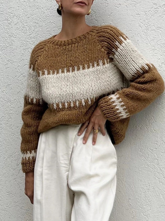 Damen gestrickter Oversized Pullover EB