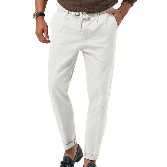Herren Elegante Leinenhose mit elastischem Bund und praktischen Taschen EB