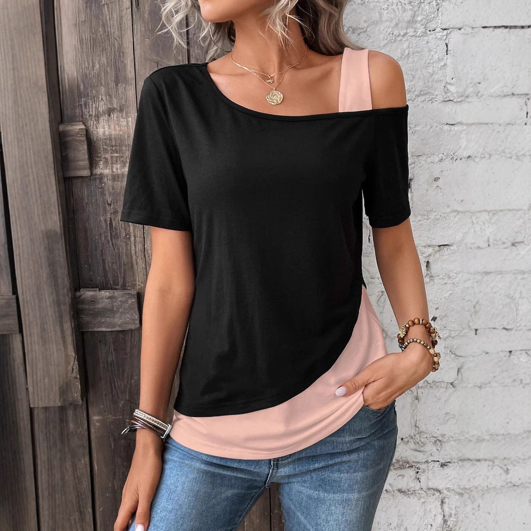 Damen Modisches T-Shirt mit asymmetrischem Design EB