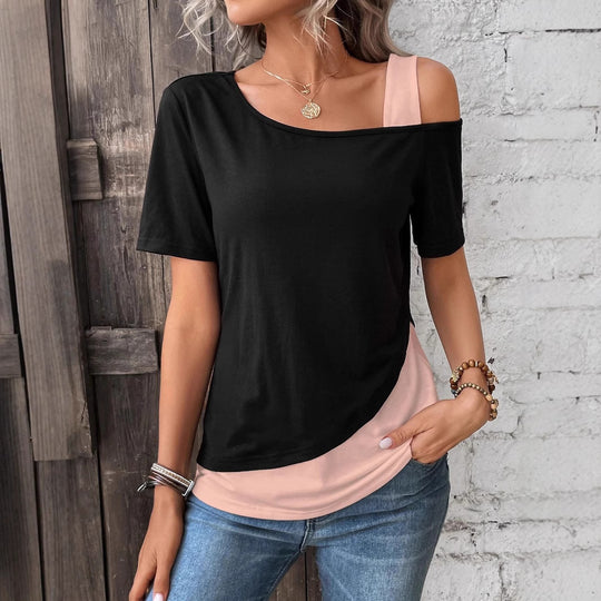 Damen Modisches T-Shirt mit asymmetrischem Design EB
