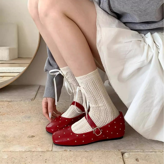 Damen elegante Ballerinas mit modischem Riemen und funkelnden Verzierungen EB
