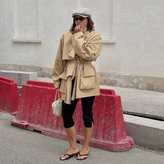 Damen Oversized Utility-Jacke mit Gürtel und großen Taschen EB