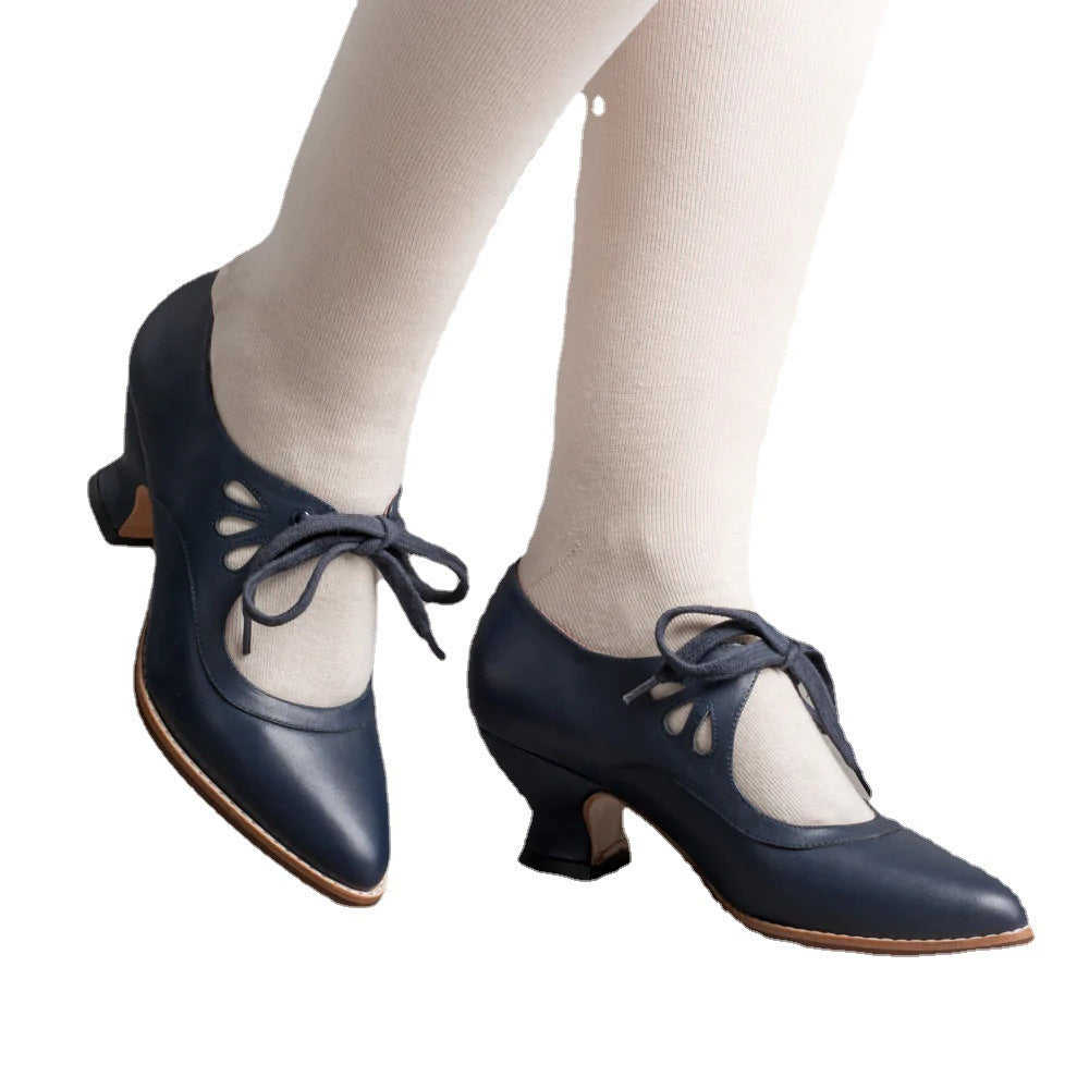 Damen elegante Schnürpumps mit geschwungenem Design und komfortablem Absatz EB