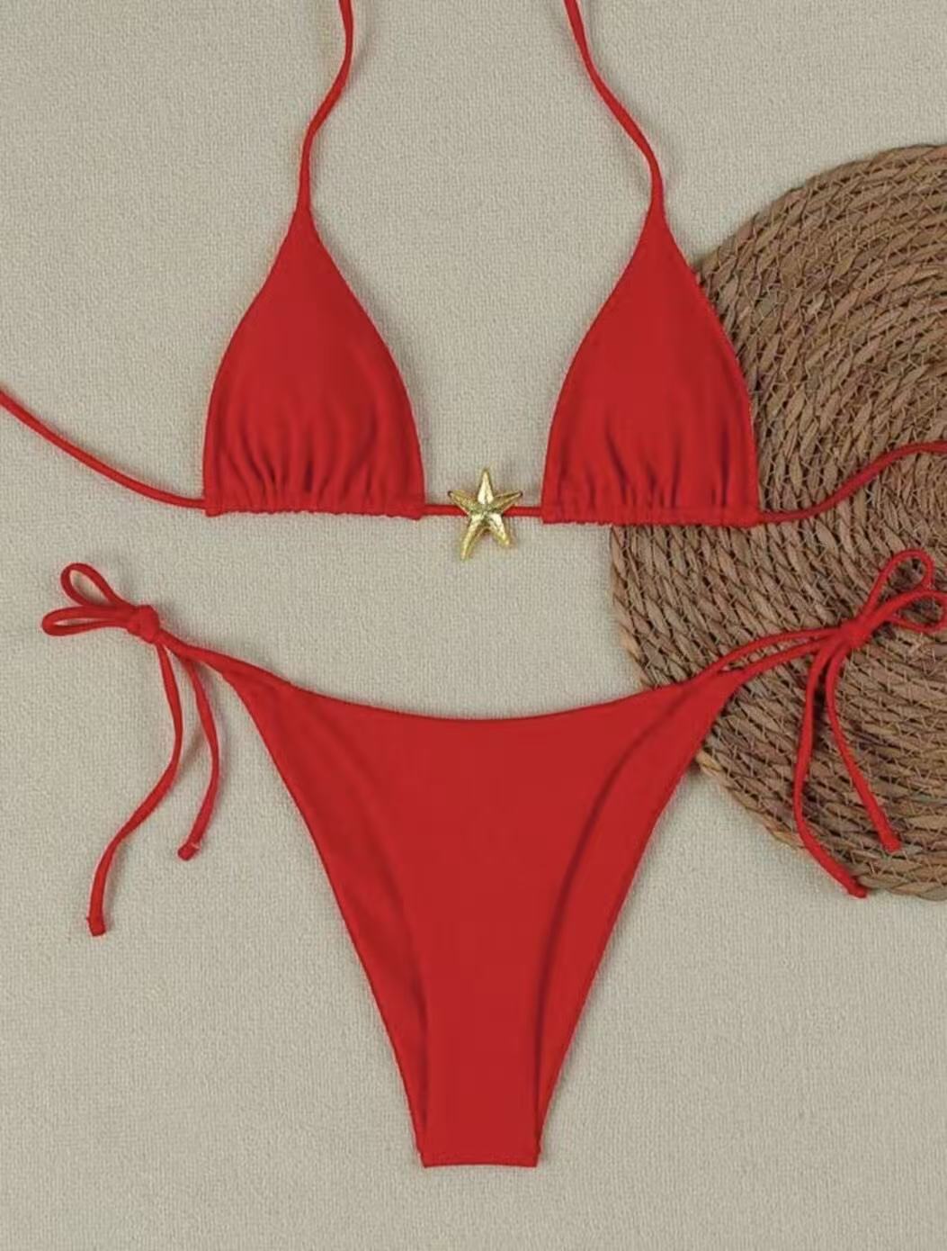 Damen Bikini-Set mit verstellbarem Triangel-Oberteil und hoher Taillenhose EB