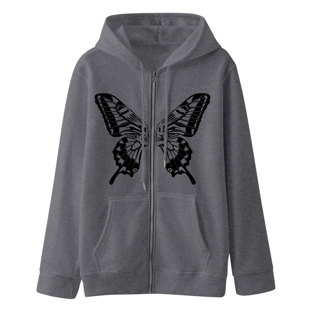 Damen Kapuzensweatjacke mit einzigartigem Schmetterlingsdruck EB