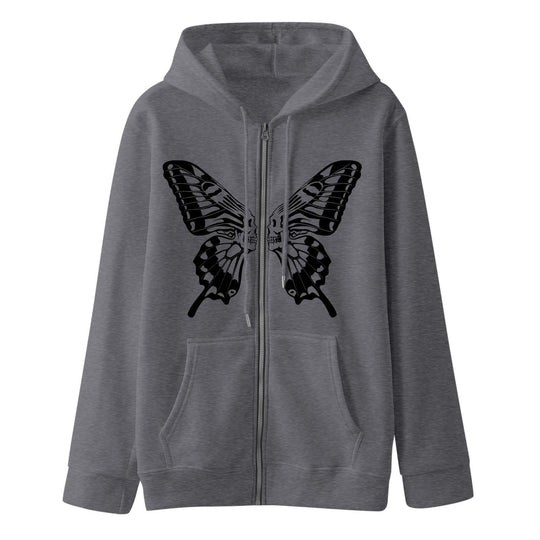 Damen Kapuzensweatjacke mit einzigartigem Schmetterlingsdruck EB