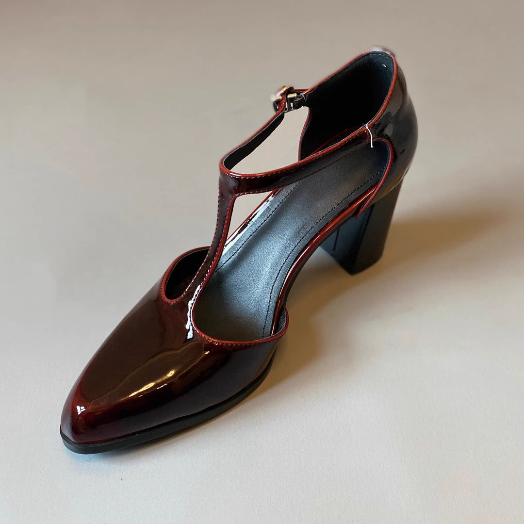 Damen elegante Plateau-Pumps mit modischem Riemchen und stilvollem Glanz EB