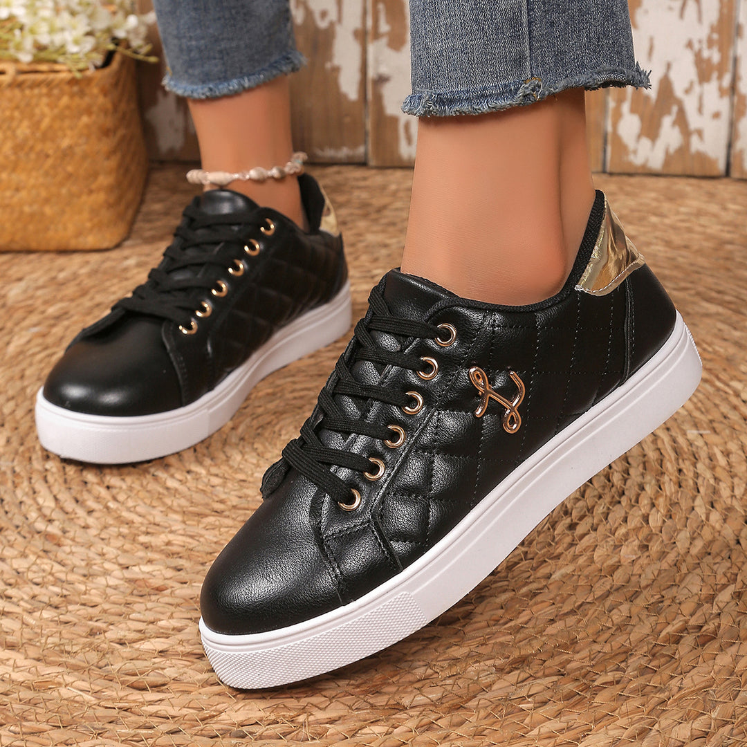 Damen Modische Sneakers mit trendiger Stepp-Optik und mittelhohem Kragen EB