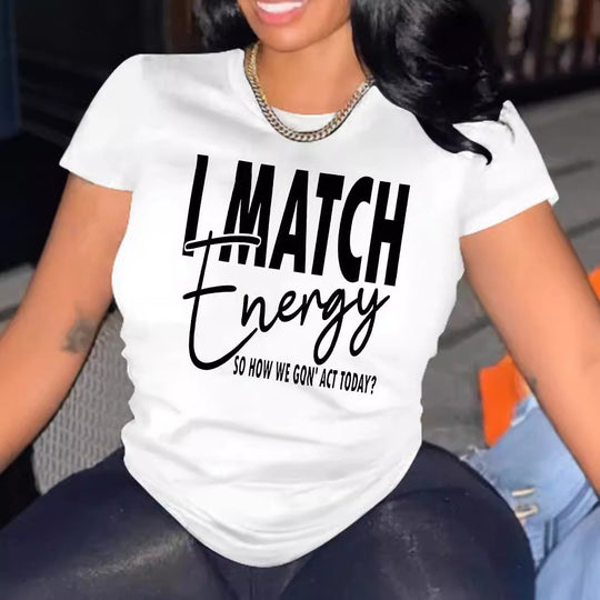Damen Motiviertes Kurzarm-T-Shirt mit kreativem Schriftzug EB
