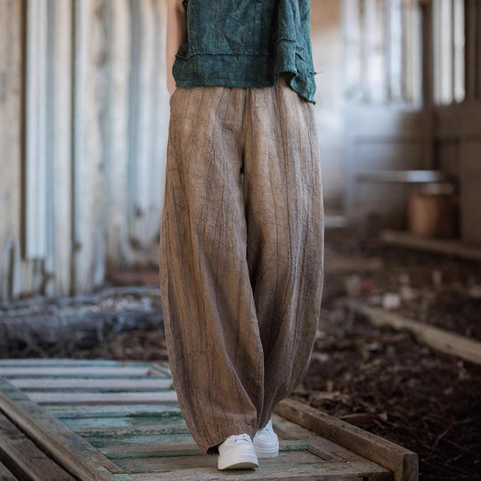 Damen weite Hose mit strukturierter Oberfläche EB
