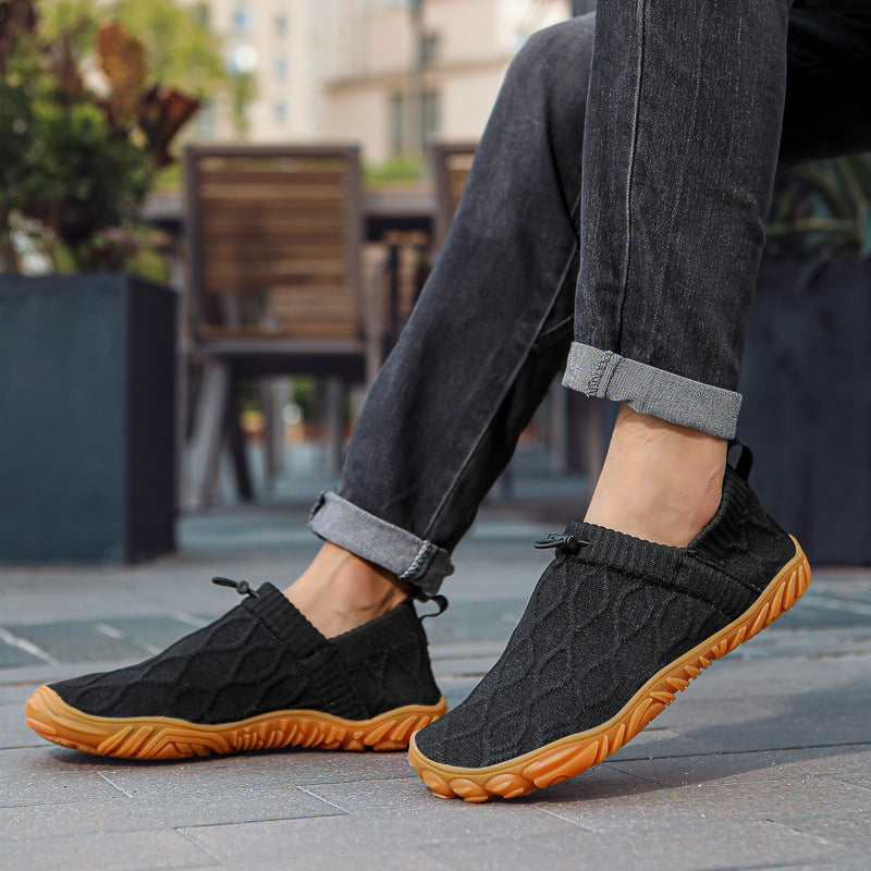 Herren gestrickte Slip-On Freizeitsneaker mit elastischem Schaft, Zuglasche und griffiger Gummisohle EB