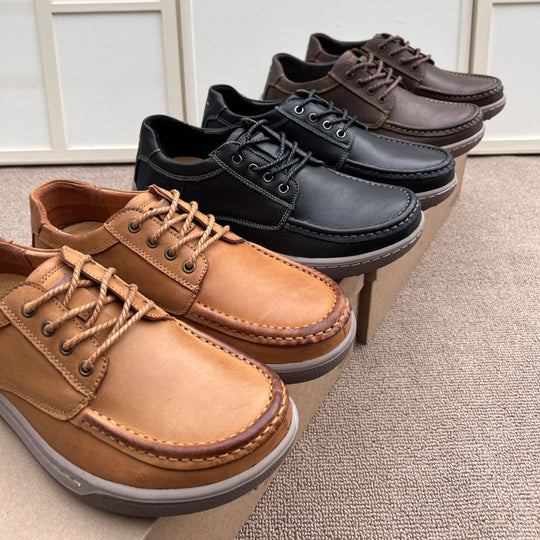 Damen Freizeit Schnürschuhe aus Echtleder mit rutschfester Sohle EB