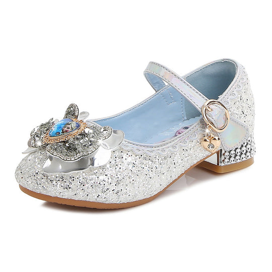 Mädchen Festliche Glitzer Ballerinas mit Blumenapplikation EB