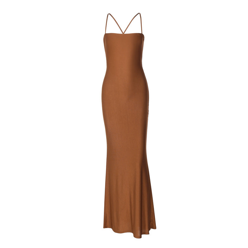 Damen Elegantes, figurbetontes Abendkleid mit Spaghetti-Trägern EB