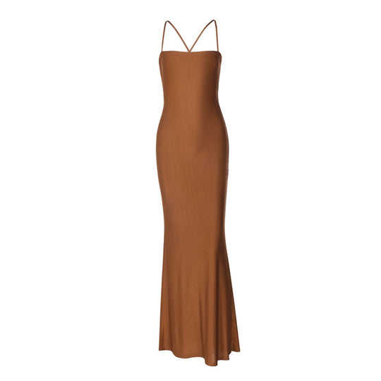 Damen Elegantes, figurbetontes Abendkleid mit Spaghetti-Trägern EB