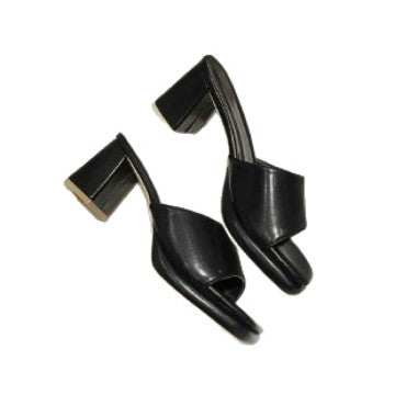 Damen Slides mit elegantem Blockabsatz und modischer Schuhspitze EB