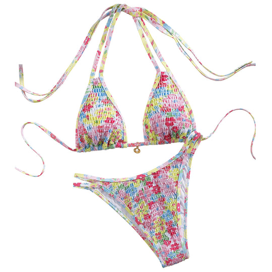 Damen Buntes Triangel Bikini EB