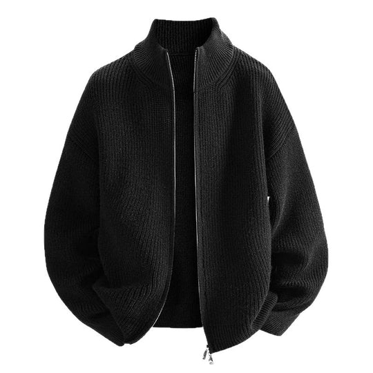 Damen modische Strickjacke mit hohem Kragen und Reißverschluss EB