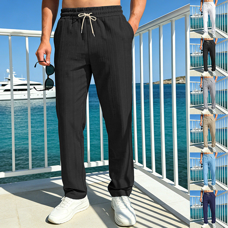 Herren Maritime Freizeit-Hose mit tonaler Rippstruktur, Kordelzug & Seitentaschen EB