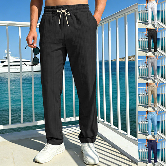 Herren Maritime Freizeit-Hose mit tonaler Rippstruktur, Kordelzug & Seitentaschen EB