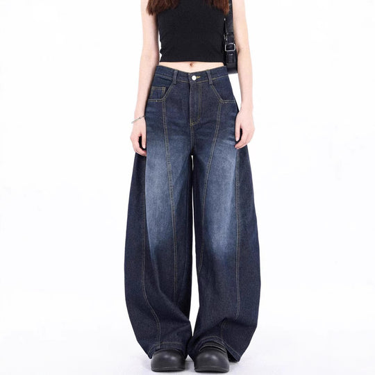 Damen Weite Denim-Hose mit hohem Bund und trendigem Schnitt EB