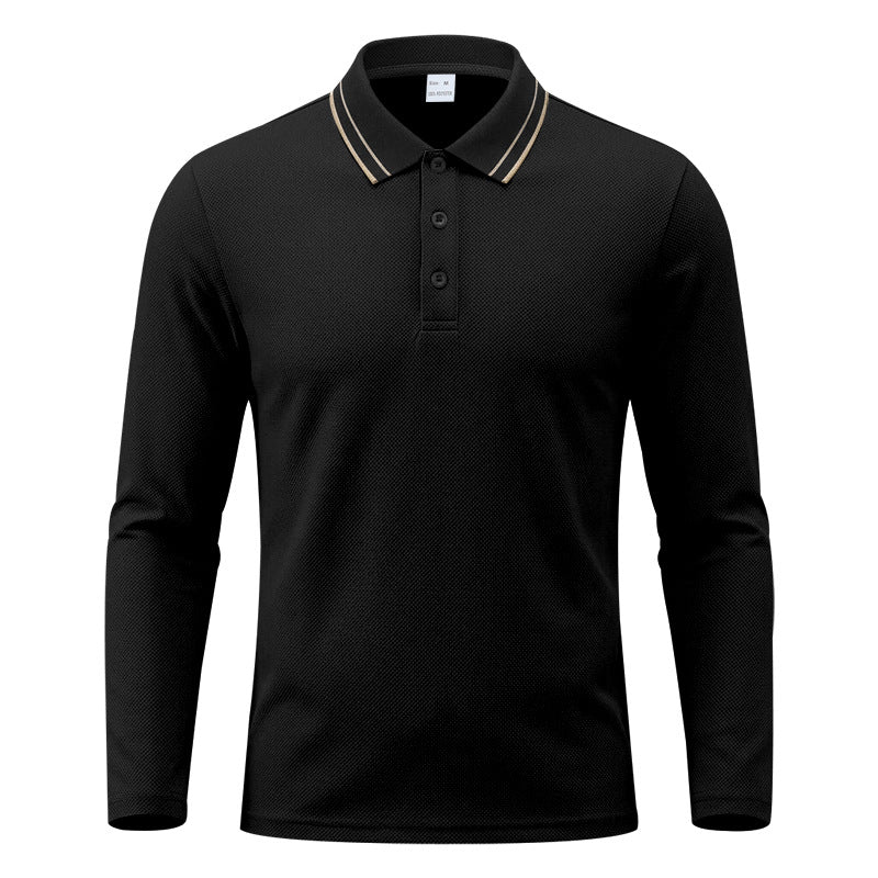 Herren nan langärmeliges Piqué-Poloshirt mit kontrastkragen und dreifach geknöpfter Leiste EB