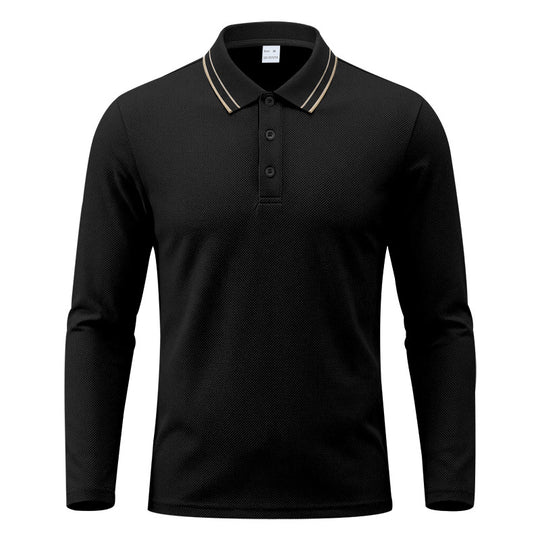 Herren nan langärmeliges Piqué-Poloshirt mit kontrastkragen und dreifach geknöpfter Leiste EB