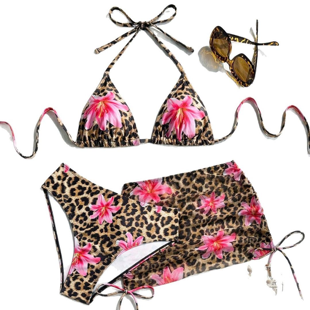 Damen Triangel-Bikini mit transparentem Wickelrock EB