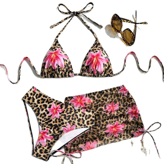 Damen Triangel-Bikini mit transparentem Wickelrock EB