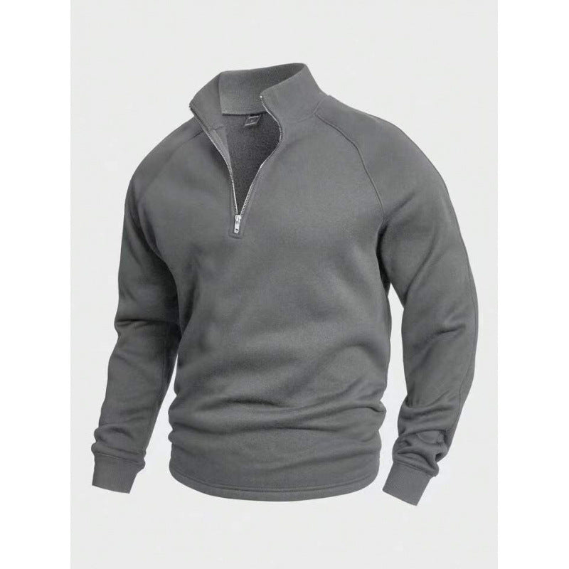 Herren Fleece-Halbzippullover mit Stehkragen und Raglanärmeln EB